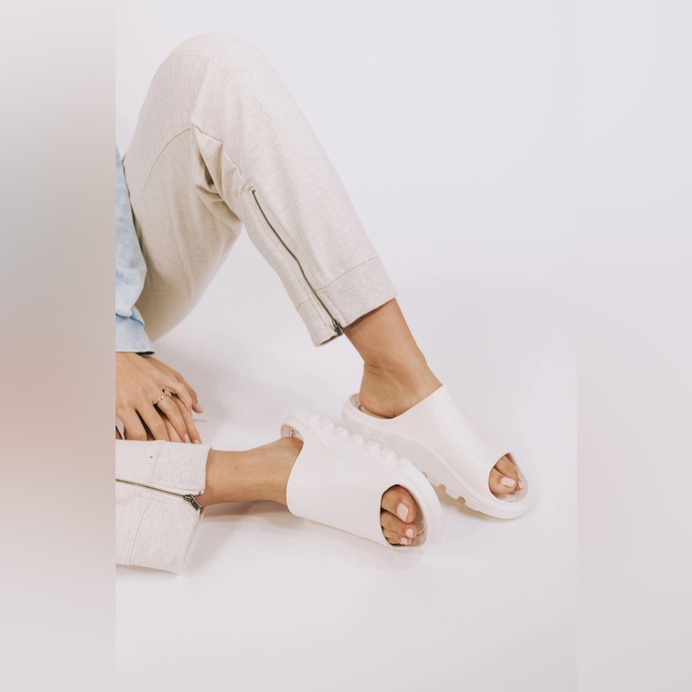 Free People Movement Slide Sandals in Ivory